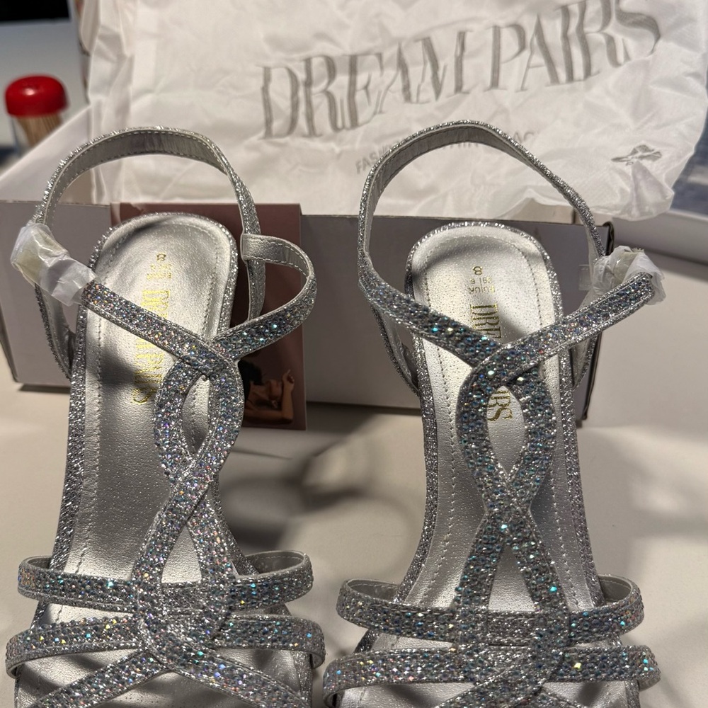 Dream Pairs Glittering Silver Heels
